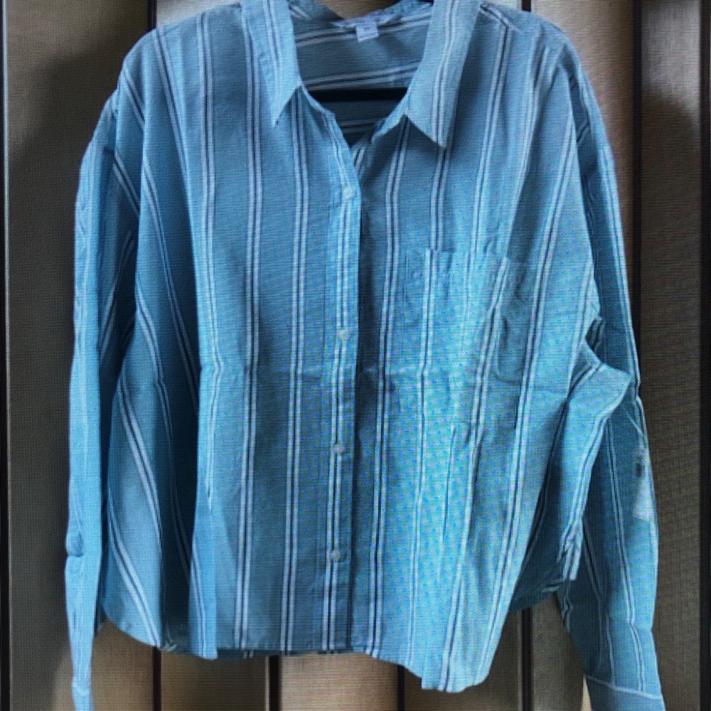 Light Blue Striped Men's Button-Up Shirt